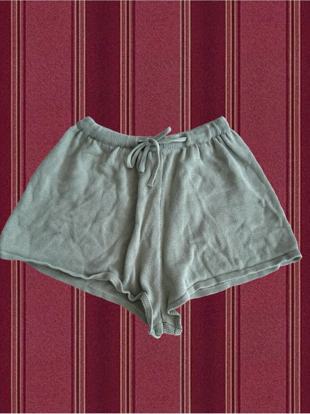 High Waist Knit Lounge Shorts - Sage Green